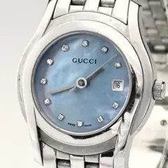 稼働】GUCCI 5500L ブルーシェル文字盤 11Pダイヤ クォーツ - メルカリ