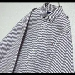 ラルフローレン BDシャツ 長袖 パープル ストライプ マルチポニー刺繍