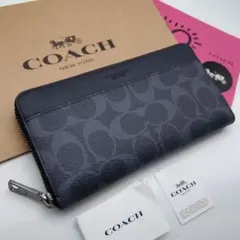 COACH 未使用　長財布 新品 COACH コーチ 長財布 グリーン 緑 Cロゴ ストラップ付き