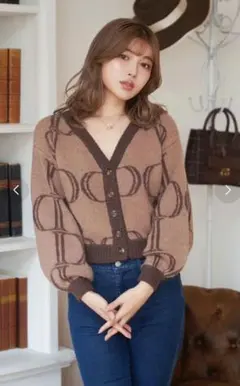 玲*♡様 値下げ　Dパターンニットカーディガン　モカ