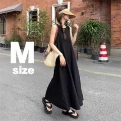 ワンピース　ロング　M 黒　ノースリーブ　リゾート　キャミワンピ　夏　ガーリー