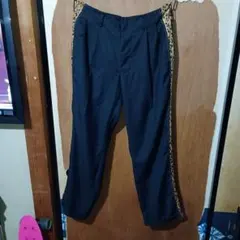 黒 ヒョウ柄 サイドパネル スラックス　ロカビリーBackers