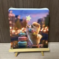 両面パネルポーチ 星 マカロン ポメラニアン 犬 ③