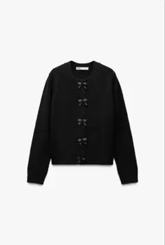 リボン&ボタン付きニットジャケット