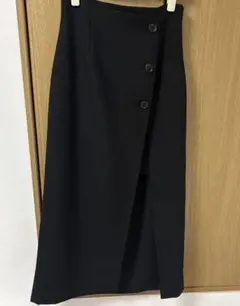 NICE CLAUP サイドボタン スリットスカート ブラック