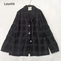 Lounie ルーニィ リネン シアージャケット チェック M ブラック系のサムネイル