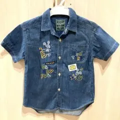 刺繍入りデニム半袖シャツ 120cm