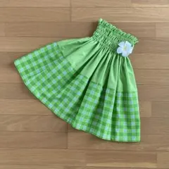 ケイキ☆子ども☆切り替えパウスカート☆フラダンス☆ハワイアン☆ライトグリーン