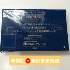 リンネル10月号付録 スヌーピーのチェック柄織BIGトート　2個セット