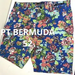 美品　PT BERMUDA ブルー　アロハ　花柄　 ショートパンツ　52 大きいのサムネイル