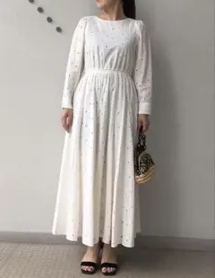 新品タグ付ヌキテパSpick&Span別注ドット柄ティアードノースリーブワンピ 新品タグ付ヌキテパSpick&Span別注ドット柄ティアードノースリーブ