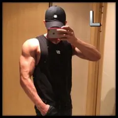 メンズ タンクトップ 黒 L トレーニング 筋トレ スポーツ 速乾 吸汗