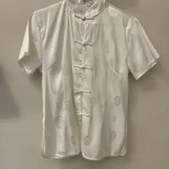 Silk FASHION チャイナシャツ ホワイト 半袖