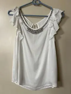 ★値下げしました★ ホワイト フリル ノースリーブ チュニック