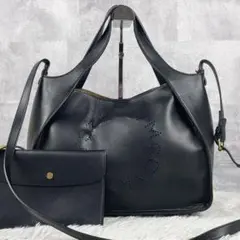 美品 ステラマッカートニー レザー 2way ショルダーバッグ パンチング 黒