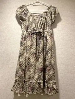 L'EST ROSE レストローズ ベロア 薔薇柄 ワンピース オフホワイト系