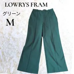 ストレッチ ストレートパンツ グリーン M きれいめ ウエストゴム