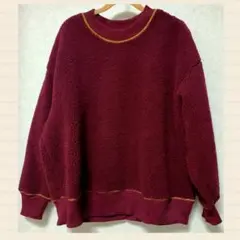 XL ユニクロ JW ANDERSON ボアフリースプルオーバー ボルドー 赤