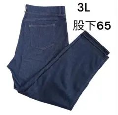 レディース デニムパンツ 3L 股下65cm ウエスト総ゴムのサムネイル