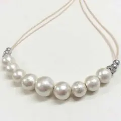 豪華！センター16mm計9粒♪コットンパールネックレス　アジャスター付52cm