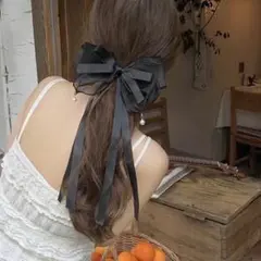 【値下げ中】　ブラック　リボン　大きめ　派手　ヘアアクセ　ゴージャス　地雷　量産