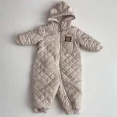 ジャンプスーツ　ボア　くま　もこもこ　防寒　キルティング　80