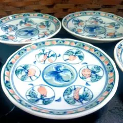 未使用品　有田焼　睦窯　色絵　小皿　5枚セット