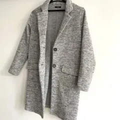 レディース ロングコート チェスターコートジャケット 裏起毛 Mサイズ グレー