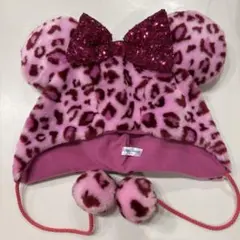 東京ディズニーリゾート　ヒョウ柄ファンキャップ　ミニー　ピンク
