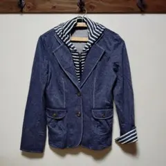 cellielan/デニムブルー/テーラードジャケット風 フード付/サイズM