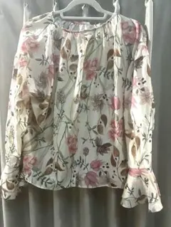 H&M フラワープリント 長袖ブラウス Lサイズ