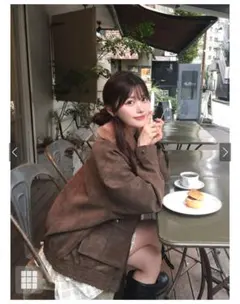 GRLグレイル新品ファーティペット付きレザージャケット/ブラウン