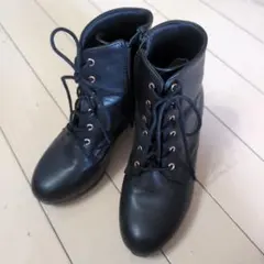 ☆美品☆ブラックレザーブーツ 中ヒールサイズ S