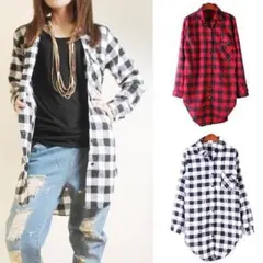 【新品】ブロックチェックシャツ チェックシャツ 長袖シャツ ブラック