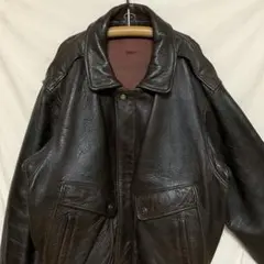 80s 本革レザー フライトジャケット 茶 オーバーサイズ　ゆるダボ レア