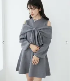 【今期新作】MAJESTIC LEGON オフショルニットワンピース M