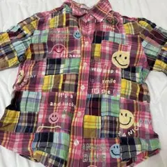 エンジェルブルー　長袖チェックシャツ　M