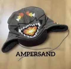 AMPERSAND キッズ ニット帽 耳当て付き ボア　カーキ　Ｌ（54-56）