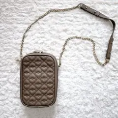 ♡NICE CLAUP♡ハート型キルティング お財布andポーチ　縦型ブラウン