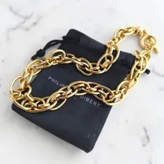 【美品】フィリップオーディベール　ゴールドチェーンネックレス　保存袋付きのサムネイル