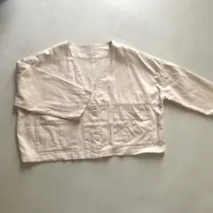 N. ノーカラージャケット コットン ピンク ショート