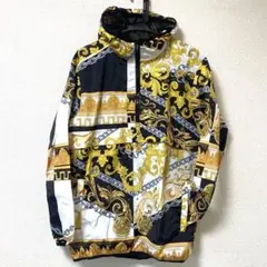 高級感◎ ゴールド×ブラック 総柄 マウンテンパーカー ストリート ジャケット