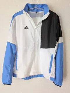 adidas ジップアップパーカー ホワイト/ブラック/ブルー