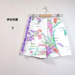 伊太利屋GK 花柄キュロットパンツ 7 白 総柄 ストレッチのサムネイル