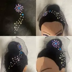 華やかなストーン付きヘアアクセサリー　　花火大会用　ダンスなど