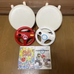 wii ソフト2本 タタコンとハンドル2個ずつセット