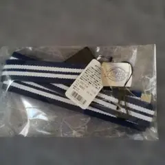 ストライプデザイン ストレッチベルト ネイビー
