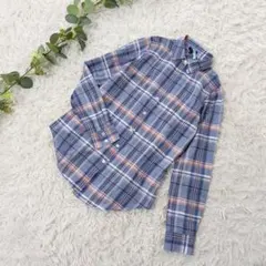 美品❗️theory シャツ チェック ブルー系 サイズ2 長袖 コットン100%