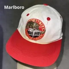 Marlboro 80s 90s 刺繍ロゴキャップ ホワイト/レッド 企業モノ