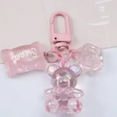 オーロラ　ベア　アクリルチャーム　ピンク　キーホルダー　推し活　メンカラ　ちゅる